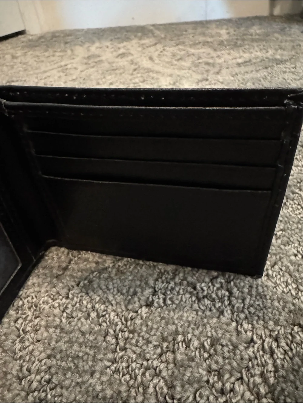 Dickies Black Leather Bi-Fold Wallet with Logo Patch